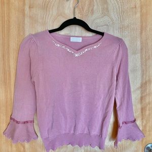 Japanese Lodispotto 3/4 knit top with rhinestones